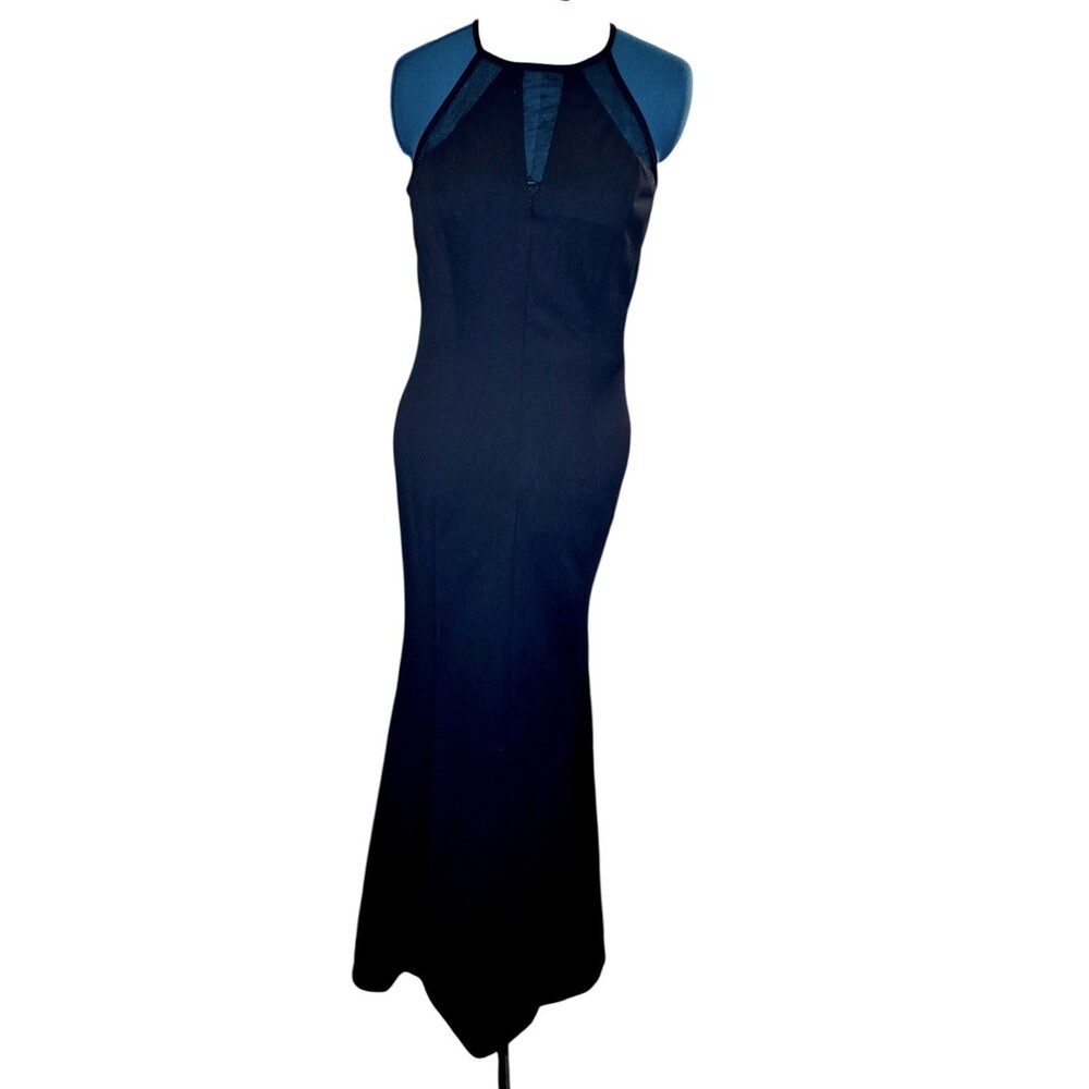 SOCIAL COUTURE Size XL Black Long MaxiEvening Formal Goth Morticia Trumpet Dress